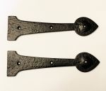 A Pair Of 9" Spear End False Door Hinge Fronts in Black Cast Iron 